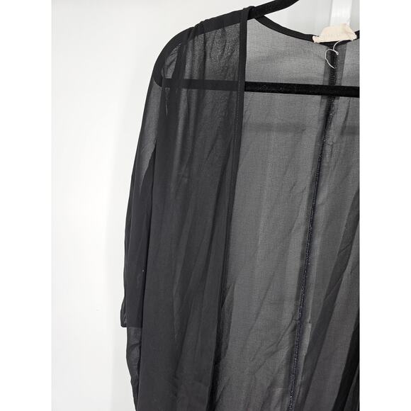 Olive Tree Women's Black Open Front Long Sleeve Polyester Kimono Duster Size L - Picture 2 of 5